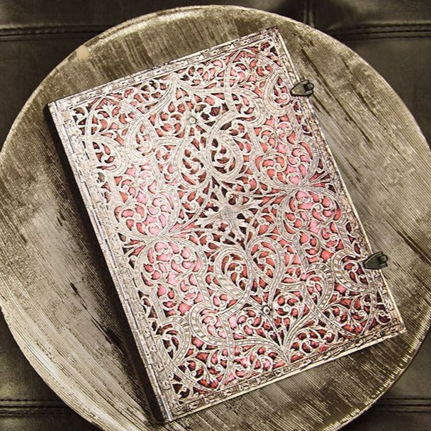 Paperblanks Silver Filigree Blush Pink 7 x 9 Inch Lined Ultra Journal