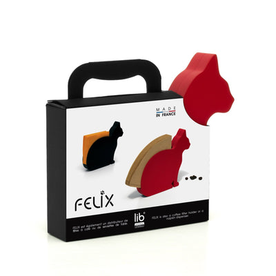 Felix, French Cat Shaped Notepad and Pen Holder Red