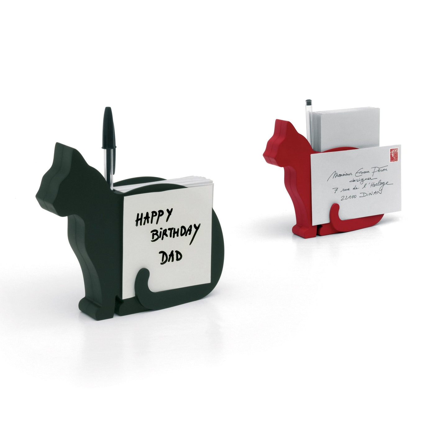 Felix, French Cat Shaped Notepad and Pen Holder Red