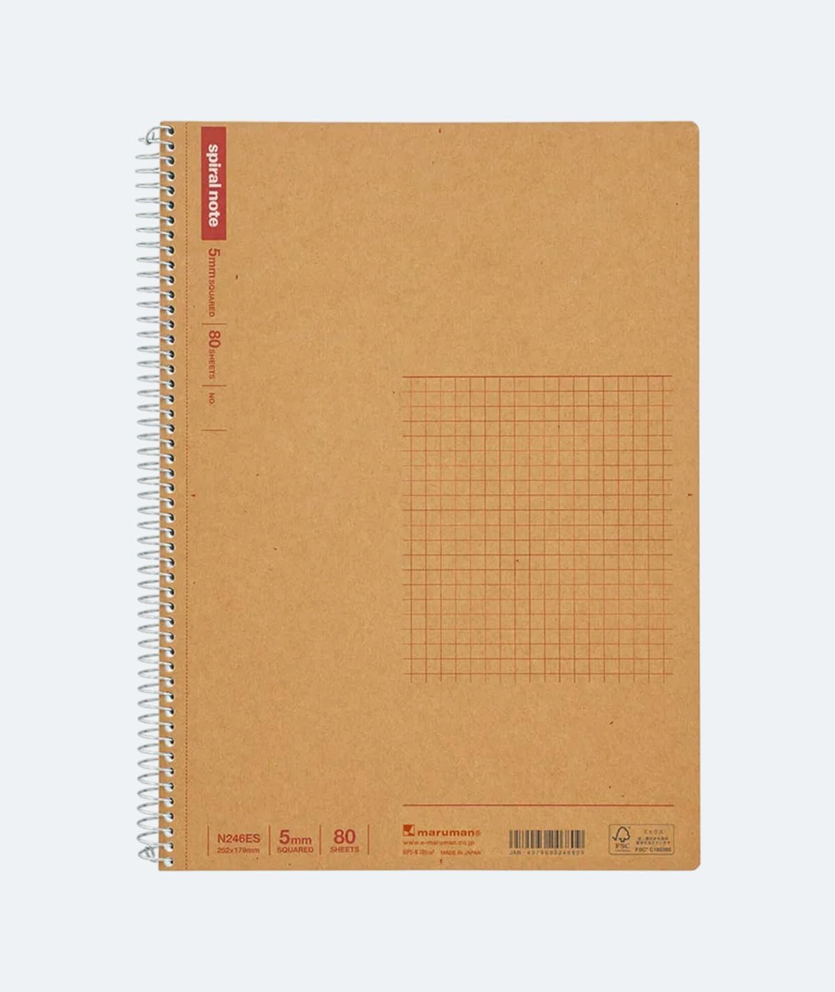 Maruman Mnemosyne B5 graph ring bound notebook on a white background