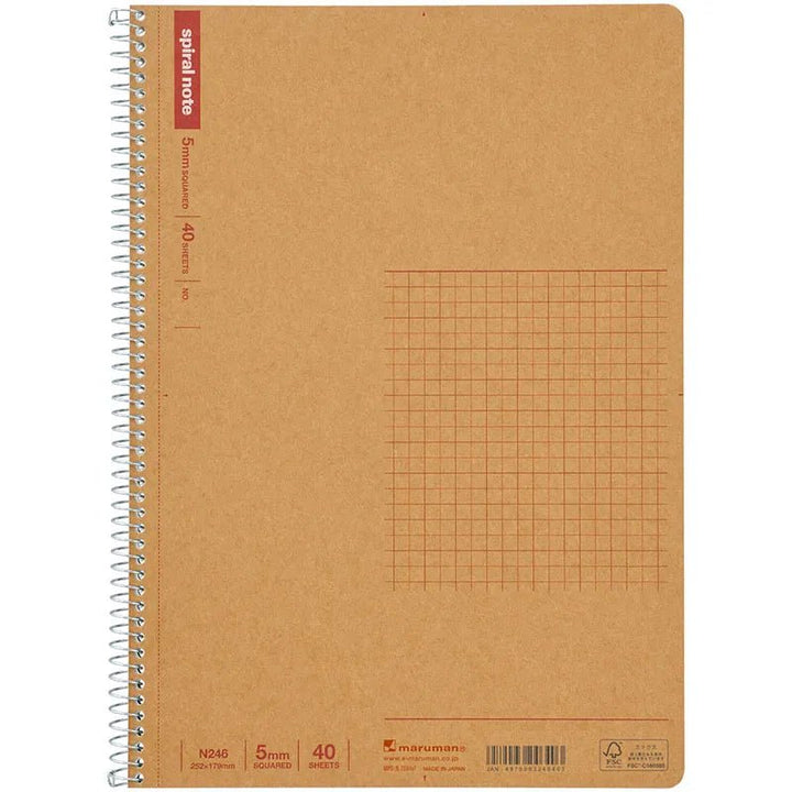 Maruman Mnemosyne Spiral Notebook N246 & N246ES - B5 Squared 5 MM