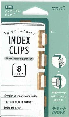 Midori Flat Metal Copper or Stainless Index Clips - 8 Pack