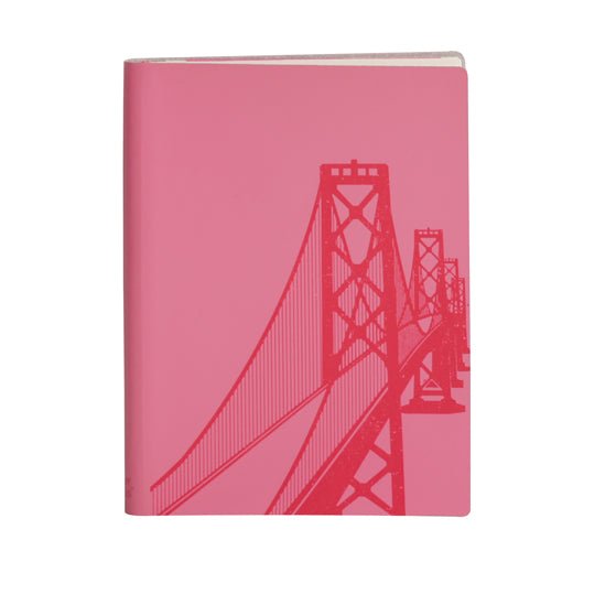 Paperthinks Recycled Leather Large Slim Notebook - Oakland Bay Bridge Fuchsia