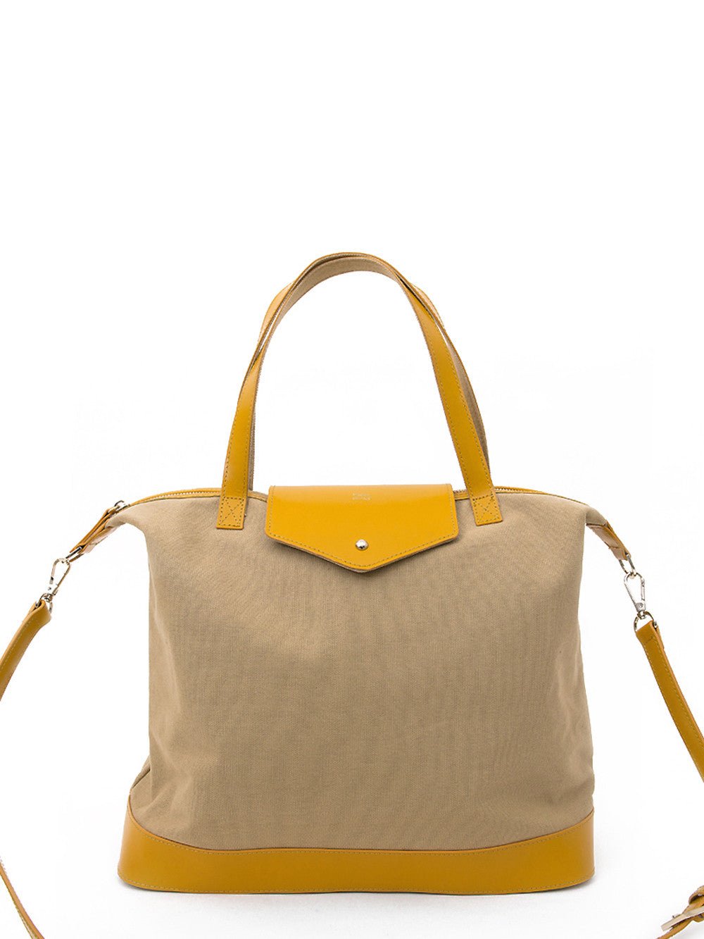 Paperthinks Canvas Zip Top Bag with Recycled Leather Accents - Cappuccino - Paperthinks.us