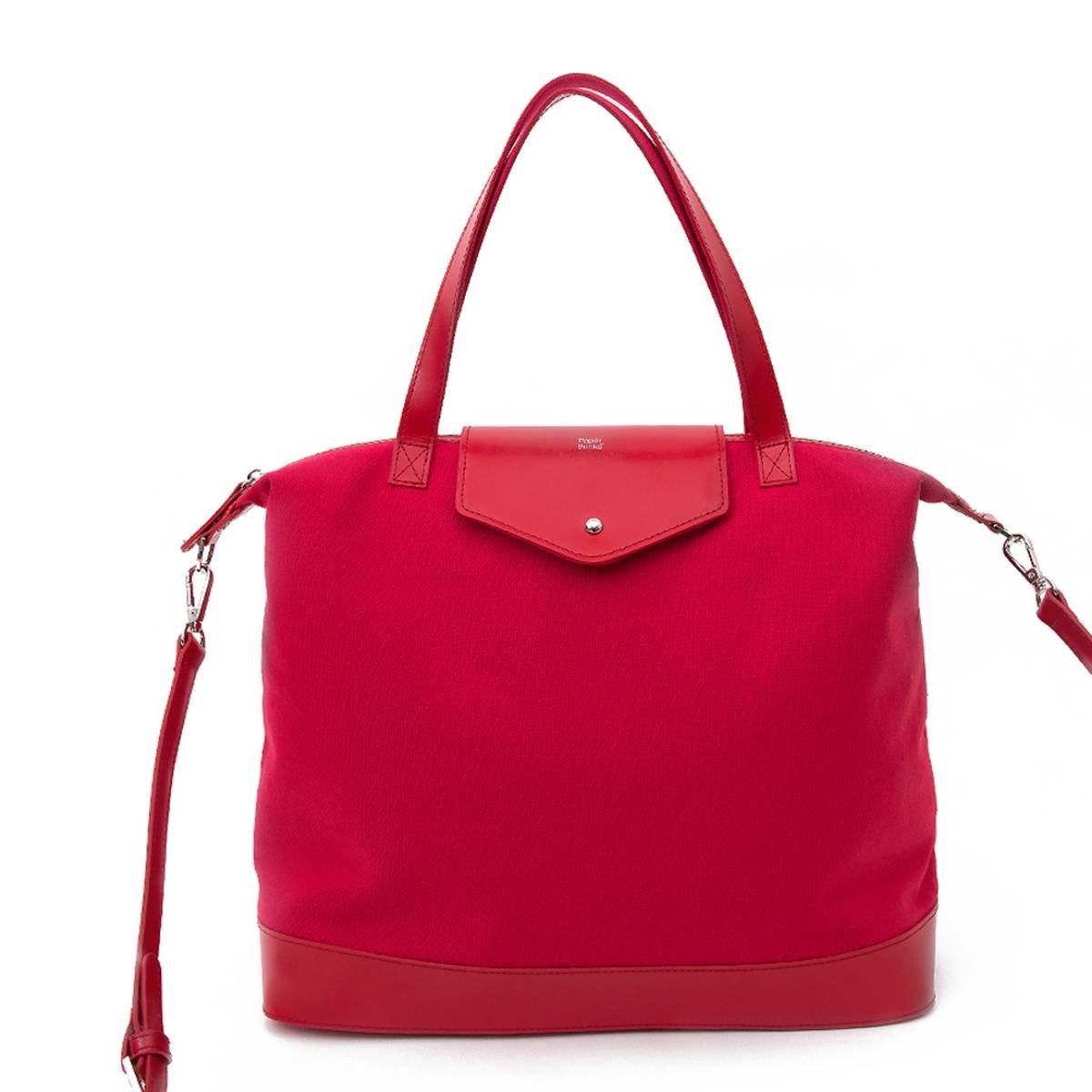 Paperthinks Canvas & Recycled Leather Zipper Tote Crimson Red