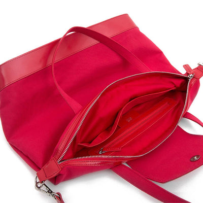 Paperthinks Canvas & Recycled Leather Zipper Tote Crimson Red