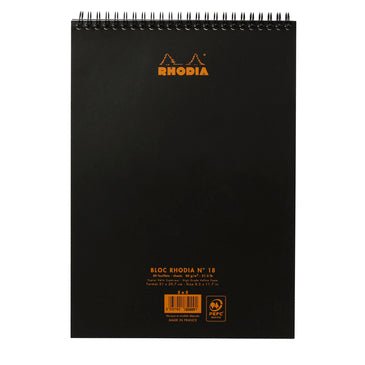 Rhodia Black Wire bound Pad No. 18 Graph or lined