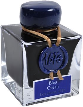 Jacques Herbin 1670 Bottled Ink with Gold Shimmer Color Ocean Blue 50ml