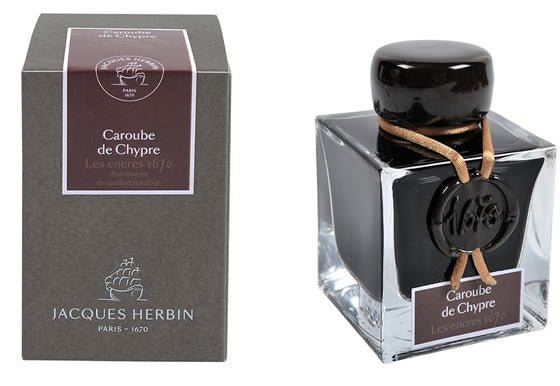 Jacques Herbin 1670 Bottled Ink with Gold Shimmer Color Caroube de Chypre 50ml