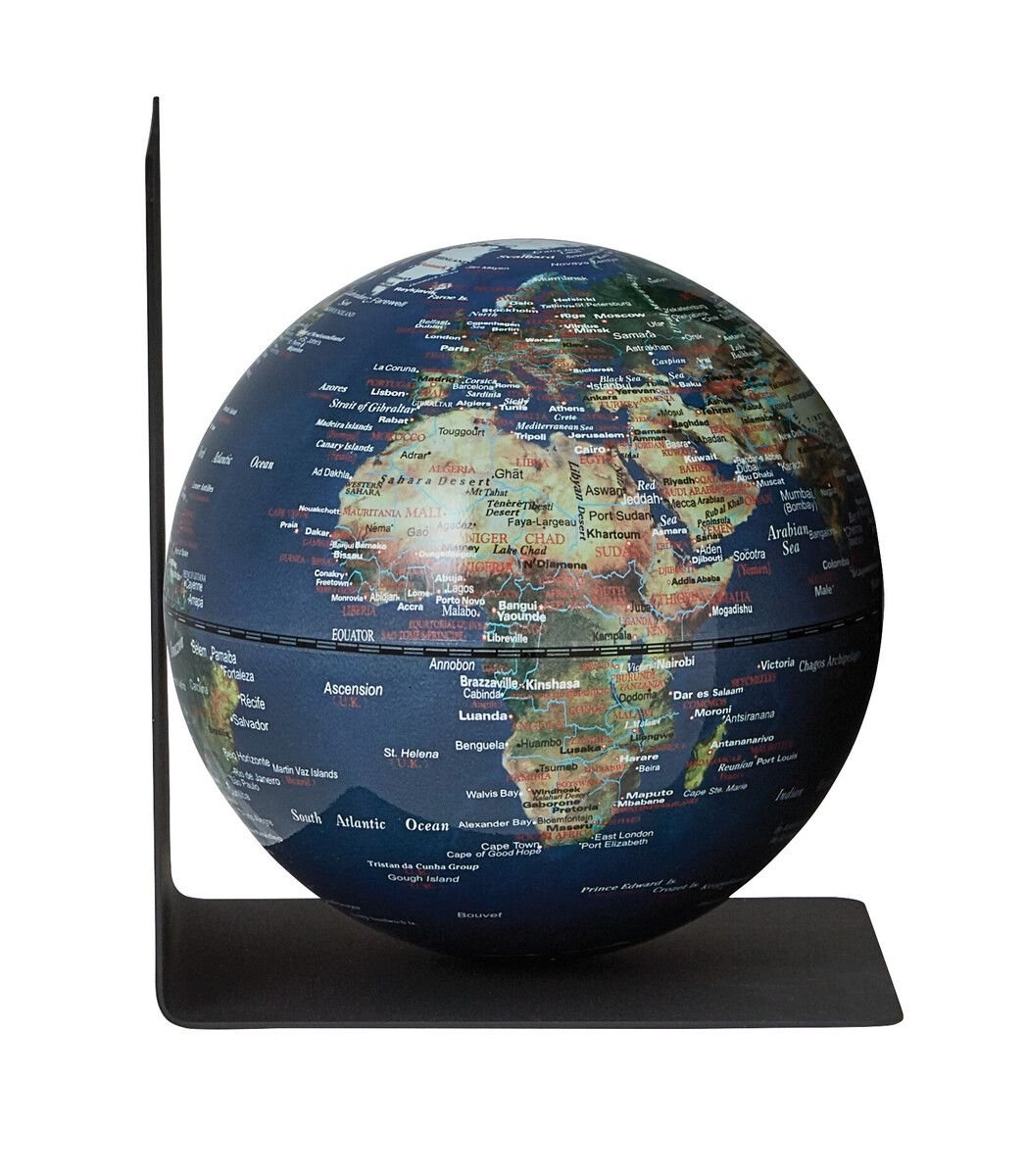 Troika Bookglobe Metal Bookend with Magnetic 6 Inch Globe