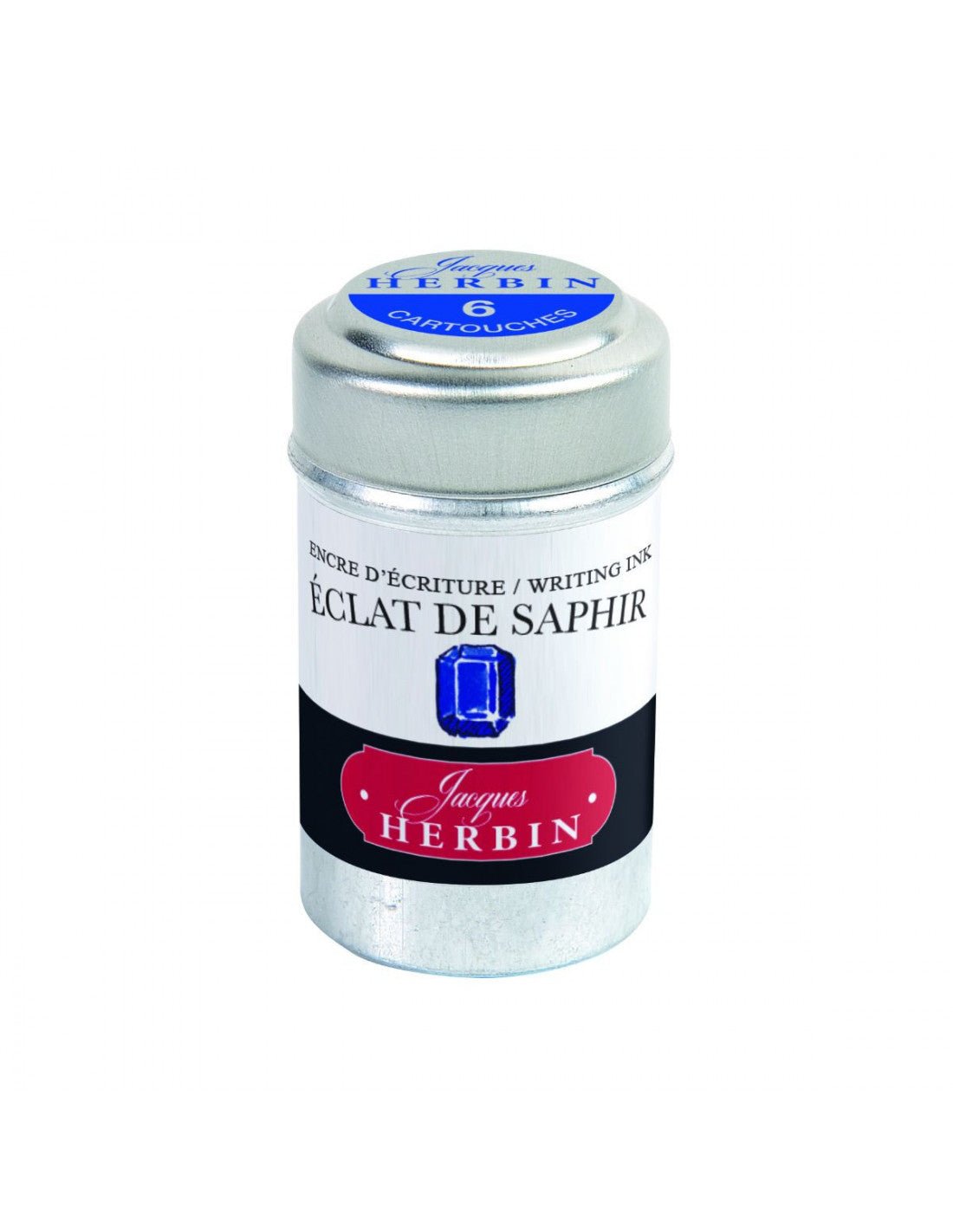 Jacques Herbin Ink Cartridges Eclat de Saphir-Sapphire Tin of 6