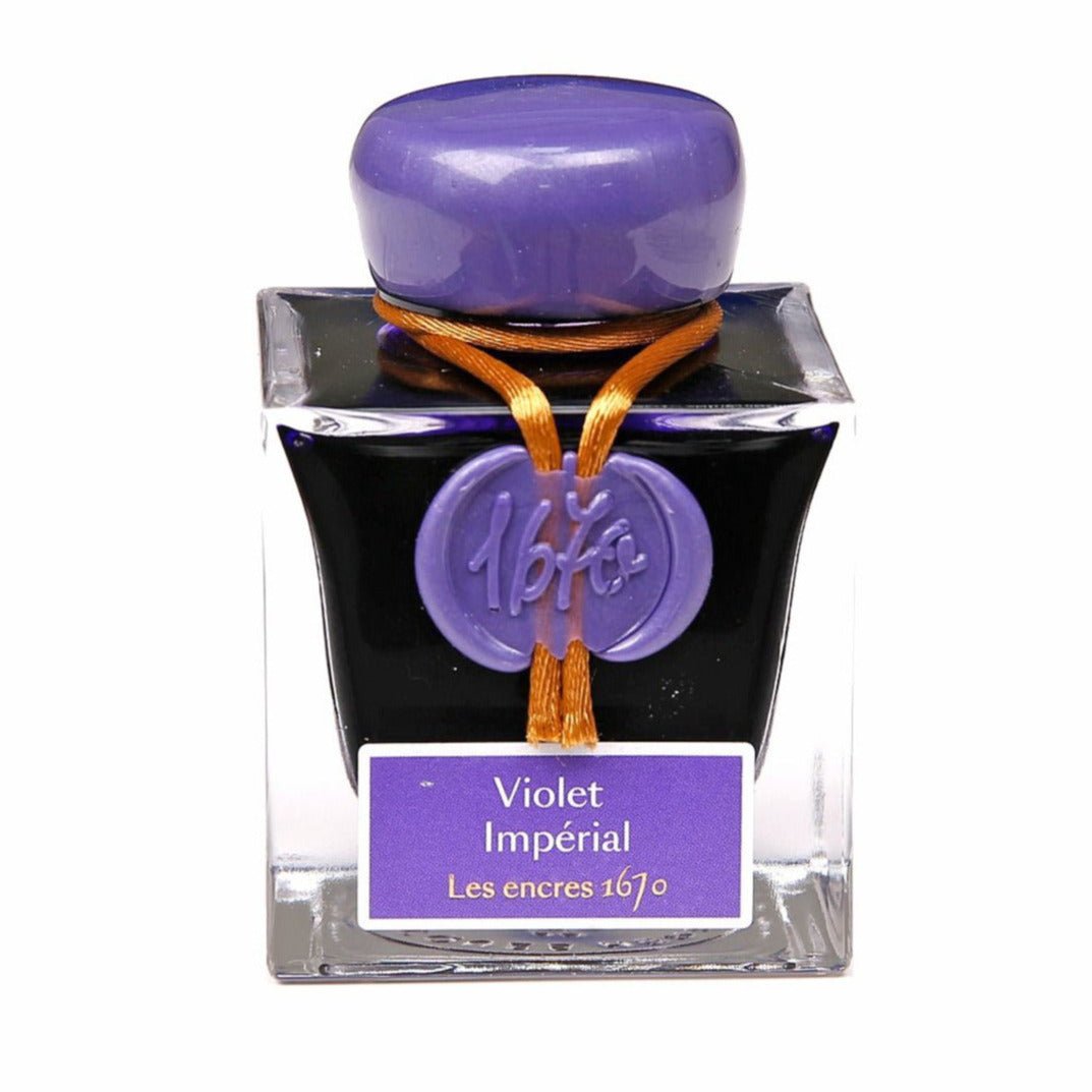 Jacques Herbin 1670 Bottled Ink with Gold Shimmer Color Violet Imperial 50ml