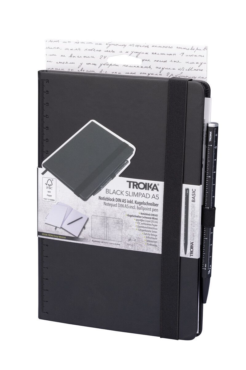 Troika SLIM PAD A5 Black Notebook & Pen Set