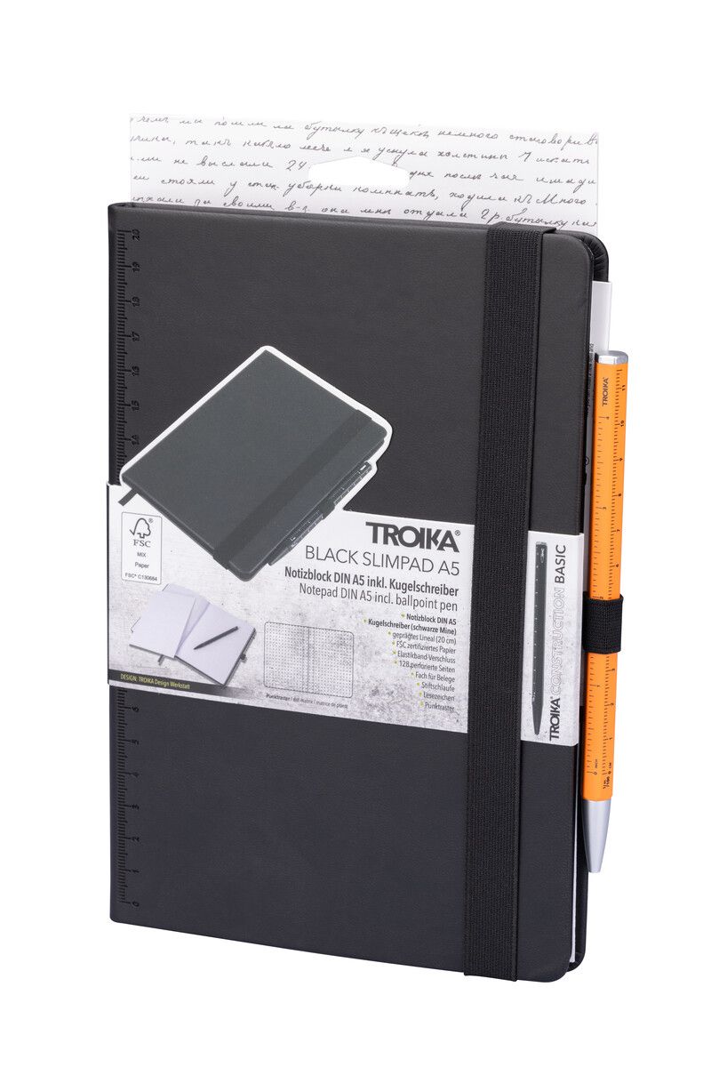 Troika SLIM PAD A5 Black Notebook & Pen Set