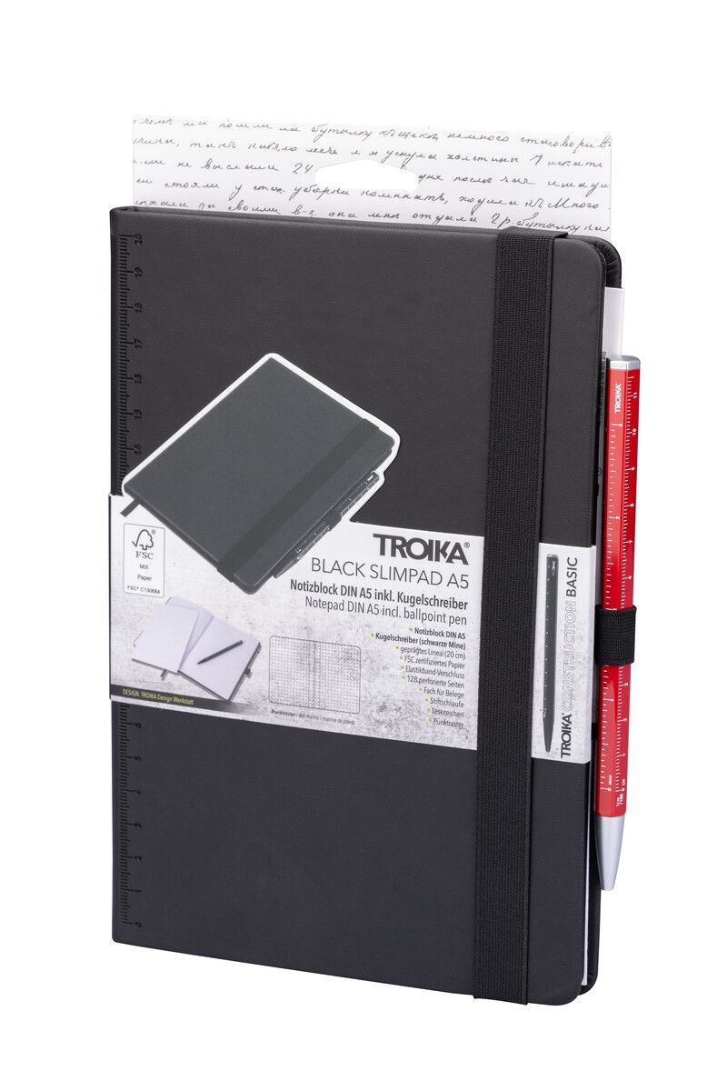 Troika SLIM PAD A5 Black Notebook & Pen Set