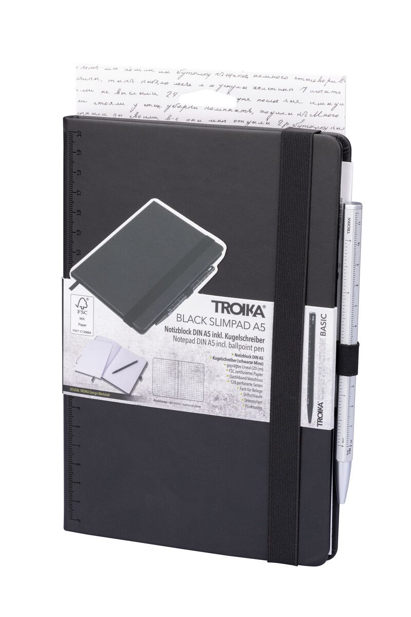 Troika SLIM PAD A5 Black Notebook & Pen Set