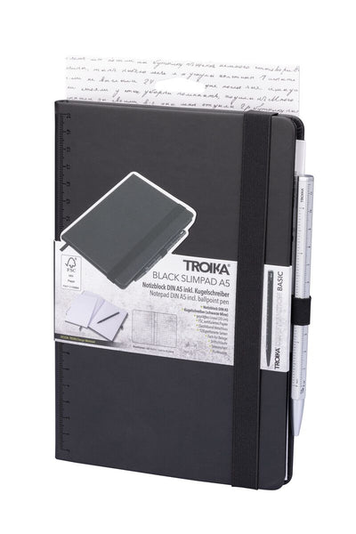 Troika SLIM PAD A5 Black Notebook & Pen Set
