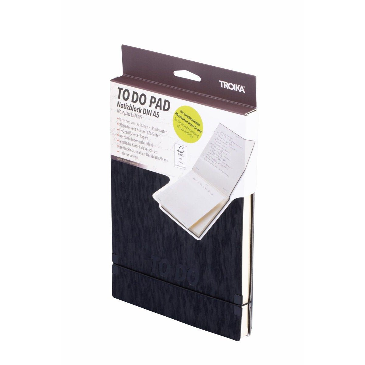 Troika To Do Productivity Notepad Black