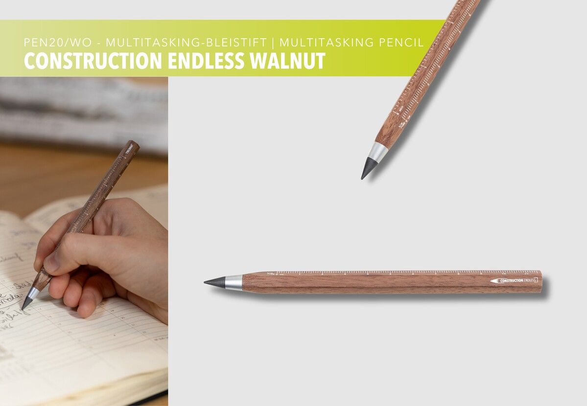 Troika Multi-Tasking Construction Endless Pencil Walnut Wood