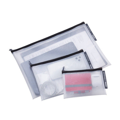 Troika Set of Three Transparent Zipper Bags A4, A5 and A6 Format