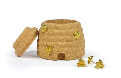 FRED Busy Bees Cork Beehive Caddy with Bee Pushpins
