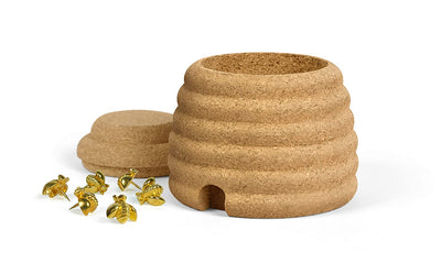 FRED Busy Bees Cork Beehive Caddy with Bee Pushpins
