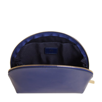 Paperthinks Recycled Leather Cosmetics Pouch - Navy Blue - Paperthinks.us