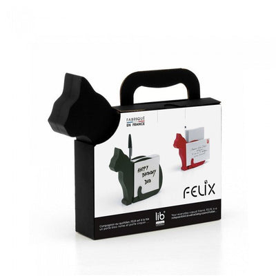 Felix, French Cat Shaped Notepad and Pen Holder Black