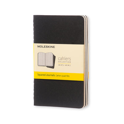 Moleskine Cahier Pocket Squared Black Cover (set of 3)