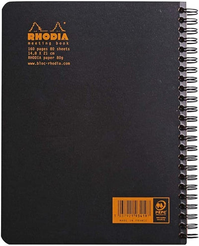 Rhodia Classic Wirebound Meeting Notebook, Black