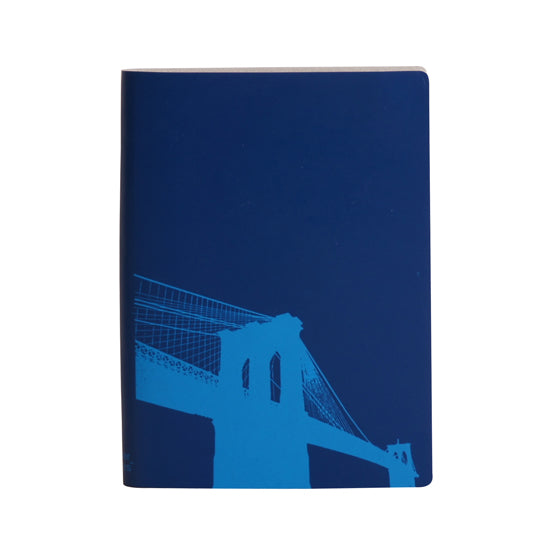 Paperthinks Recycled Leather Large Slim Notebook Brooklyn Bridge Marine Blue