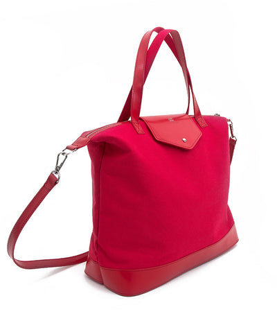 Paperthinks Canvas & Recycled Leather Zipper Tote Crimson Red