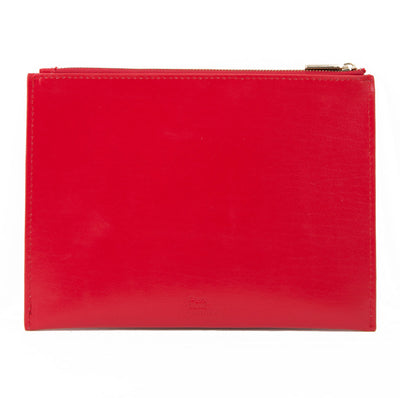 Paperthinks Recycled Leather Flat Zipper Pouch Red