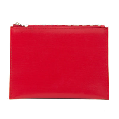 Paperthinks Recycled Leather Flat Zipper Pouch Red