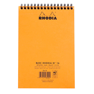 Rhodia Orange Wirebound No. 16 Pad - 6" x 8.25" Graph Paper