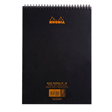 Rhodia Black Wire bound Pad No. 18 Graph or lined
