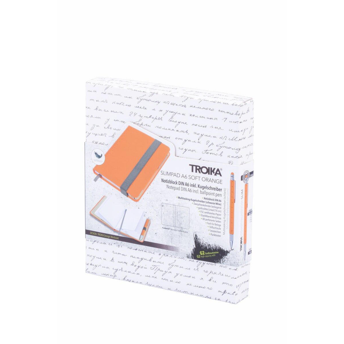 Troika A6 Notebook with Slim Construction Pen Neon Orange