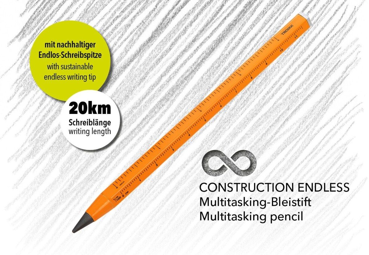 Troika Multi-Tasking Construction Endless Pencil Neon Orange