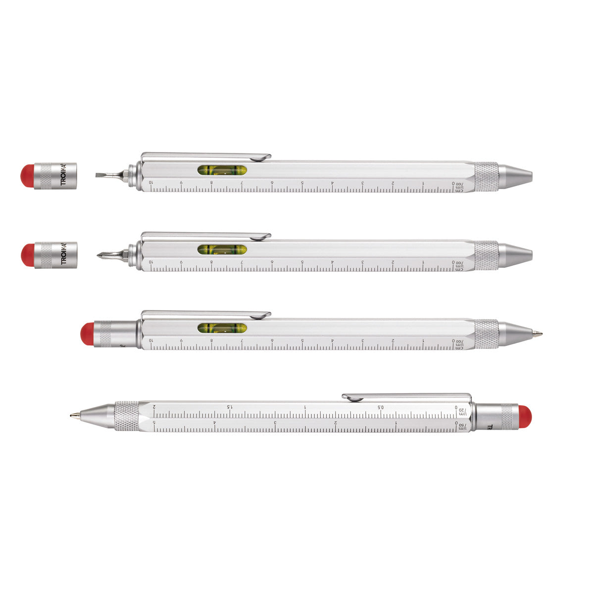 Troika Construction Multi-tool Ballpoint Pen Silver Red Stylus