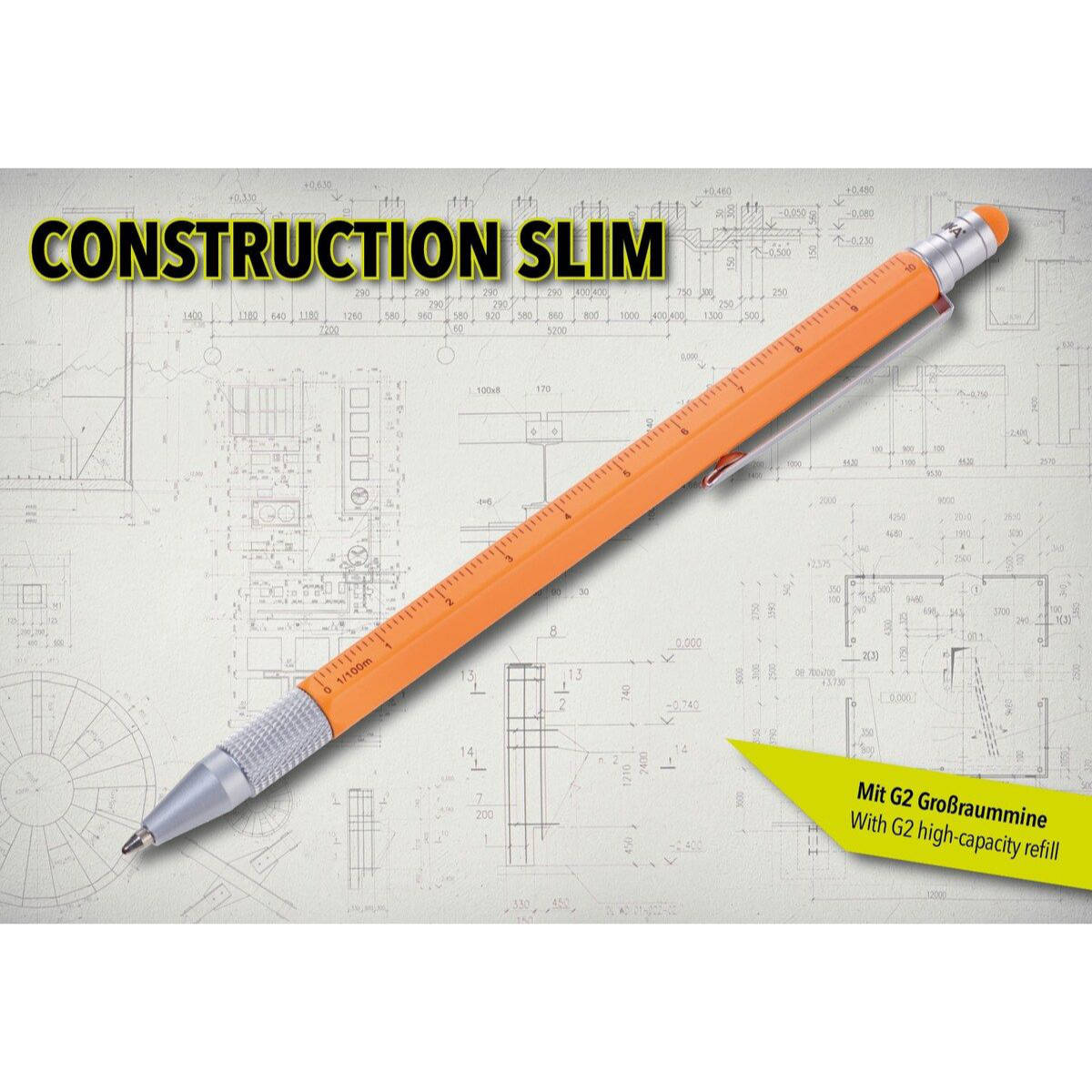 Troika Construction Slim Multitasking Ballpoint Pen Neon Orange